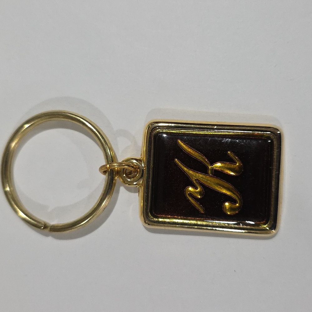 Gold Tone Rectangular Keychain with Initial "K" – Personalized Gift Accessory - Picture 3 of 8